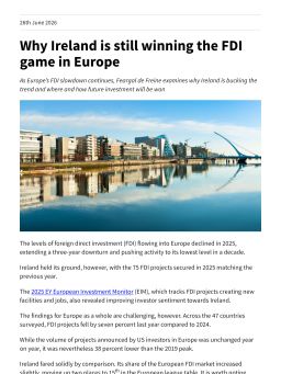 Why Ireland is still winning the FDI game in Europe