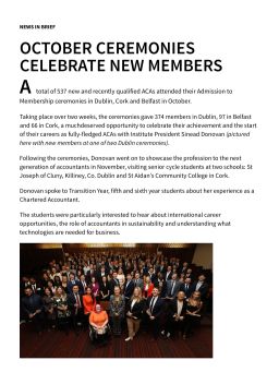 OCTOBER CEREMONIES CELEBRATE NEW MEMBERS