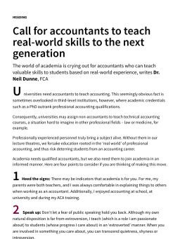 Call for accountants to teach real-world skills to the next generation