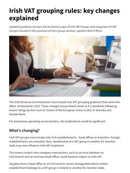 Irish VAT grouping rules: key changes explained