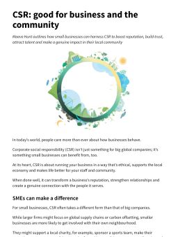 CSR: good for business and the community