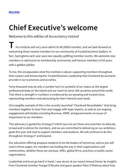 Chief Executive’s welcome