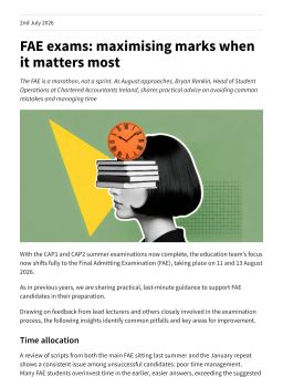 FAE exams: maximising marks when it matters most
