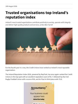 Trusted organisations top Ireland’s reputation index
