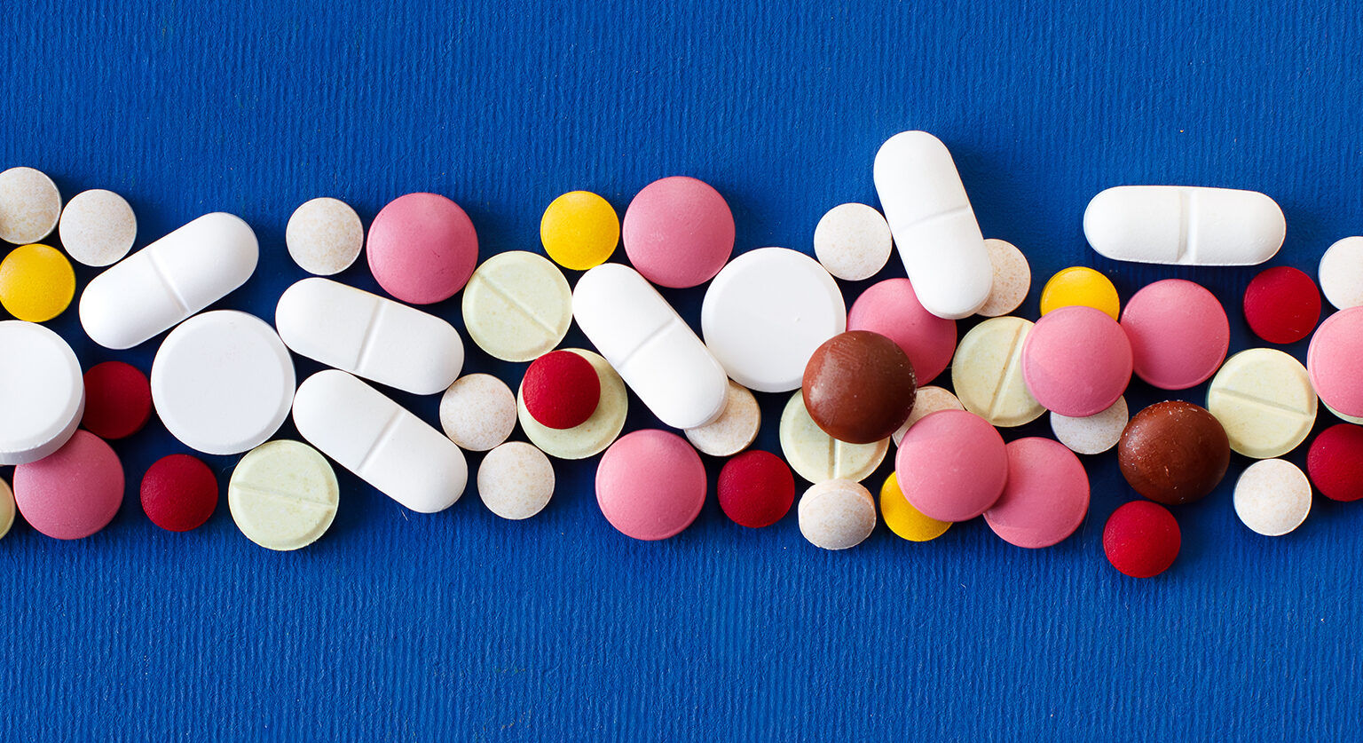 pills all lined up in a row